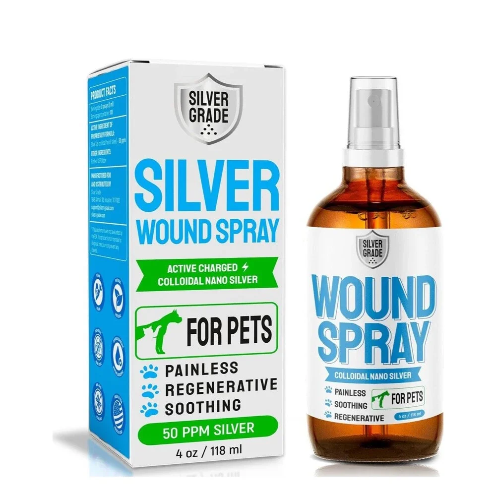 SILVER GRADE Wound Spray for Pets Colloidal Nano Spray - 4 oz Painless Soothing